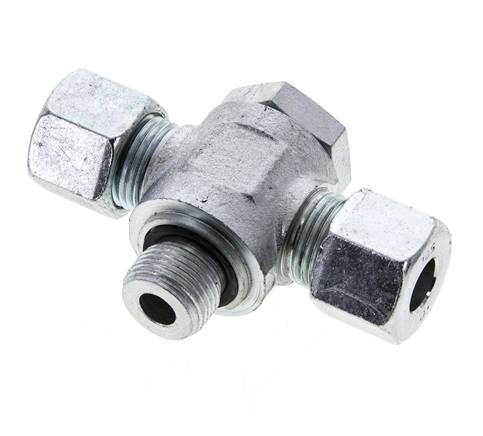 10S & G3/8'' Zink plated Steel Tee Swivel Joint Cutting Fitting with Male Threads 400 bar NBR ISO 8434-1