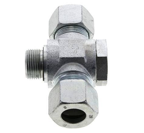 20S & G3/4'' Zink plated Steel Tee Swivel Joint Cutting Fitting with Male Threads 400 bar NBR ISO 8434-1