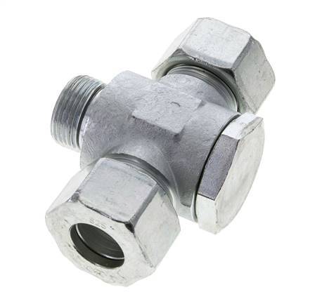 25S & G1'' Zink plated Steel Tee Swivel Joint Cutting Fitting with Male Threads 250 bar NBR ISO 8434-1