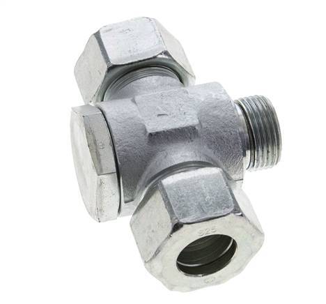 25S & G1'' Zink plated Steel Tee Swivel Joint Cutting Fitting with Male Threads 250 bar NBR ISO 8434-1