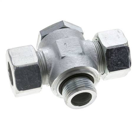 25S & G1'' Zink plated Steel Tee Swivel Joint Cutting Fitting with Male Threads 250 bar NBR ISO 8434-1