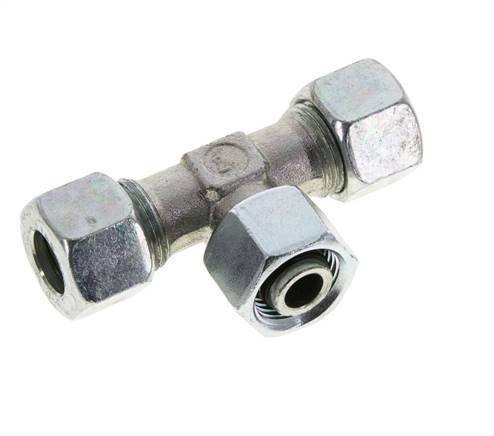 12L Zink plated Steel T-Shape Tee Cutting Fitting with Swivel 315 bar NBR Adjustable ISO 8434-1
