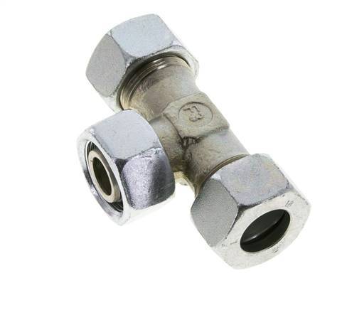 18L Zink plated Steel T-Shape Tee Cutting Fitting with Swivel 315 bar NBR Adjustable ISO 8434-1