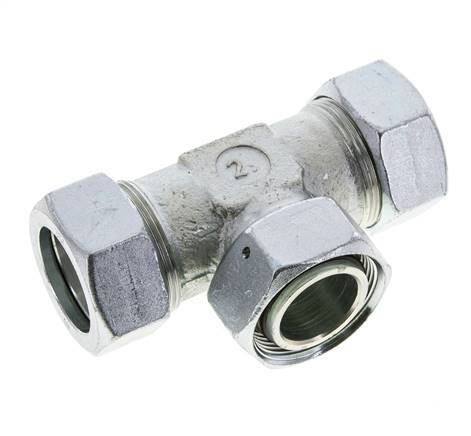 35L Zink plated Steel T-Shape Tee Cutting Fitting with Swivel 160 bar NBR Adjustable ISO 8434-1