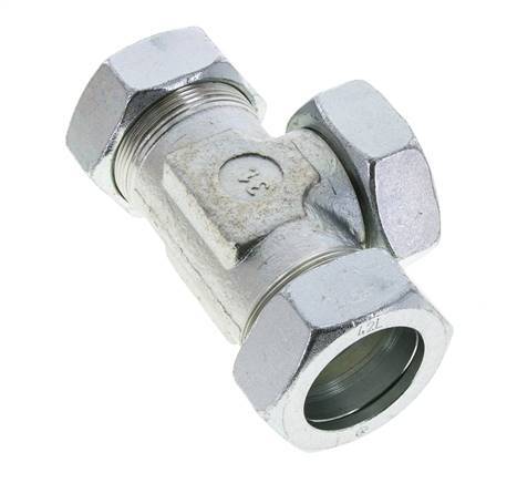 42L Zink plated Steel T-Shape Tee Cutting Fitting with Swivel 160 bar NBR Adjustable ISO 8434-1