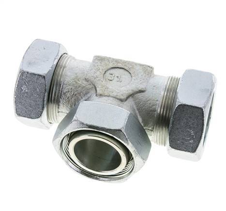 42L Zink plated Steel T-Shape Tee Cutting Fitting with Swivel 160 bar NBR Adjustable ISO 8434-1