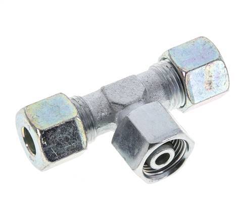 10S Zink plated Steel T-Shape Tee Cutting Fitting with Swivel 630 bar NBR Adjustable ISO 8434-1