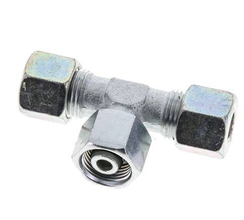 10S Zink plated Steel T-Shape Tee Cutting Fitting with Swivel 630 bar NBR Adjustable ISO 8434-1