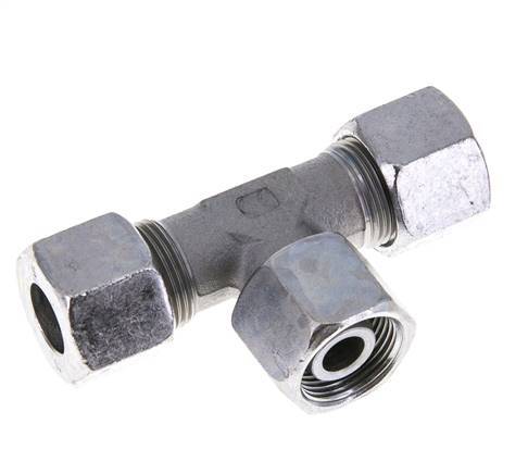 14S Zink plated Steel T-Shape Tee Cutting Fitting with Swivel 630 bar NBR Adjustable ISO 8434-1