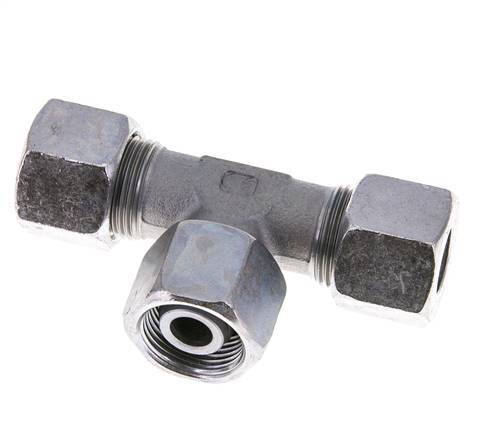 14S Zink plated Steel T-Shape Tee Cutting Fitting with Swivel 630 bar NBR Adjustable ISO 8434-1