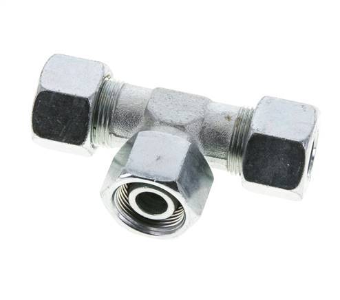 16S Zink plated Steel T-Shape Tee Cutting Fitting with Swivel 400 bar NBR Adjustable ISO 8434-1
