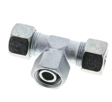 20S Zink plated Steel T-Shape Tee Cutting Fitting with Swivel 400 bar NBR Adjustable ISO 8434-1