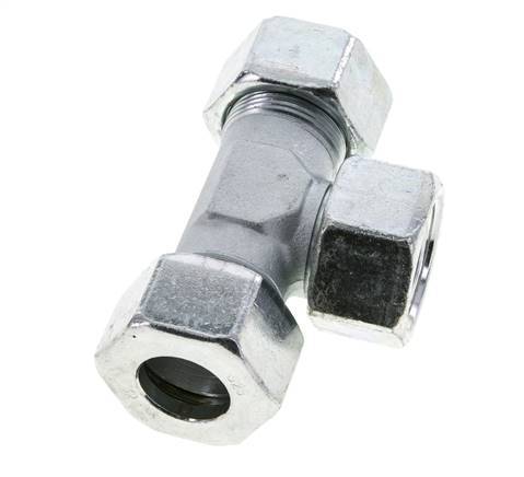 25S Zink plated Steel T-Shape Tee Cutting Fitting with Swivel 400 bar NBR Adjustable ISO 8434-1