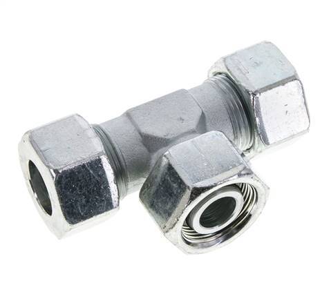 25S Zink plated Steel T-Shape Tee Cutting Fitting with Swivel 400 bar NBR Adjustable ISO 8434-1