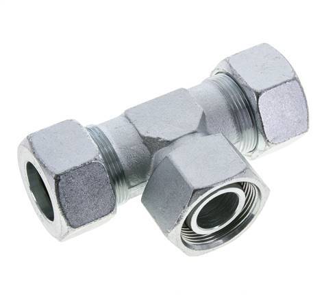 30S Zink plated Steel T-Shape Tee Cutting Fitting with Swivel 400 bar NBR Adjustable ISO 8434-1