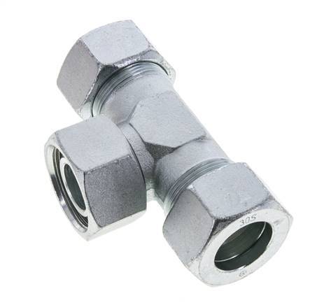 30S Zink plated Steel T-Shape Tee Cutting Fitting with Swivel 400 bar NBR Adjustable ISO 8434-1