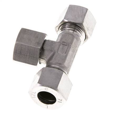 12L Stainless Steel T-Shape Tee Cutting Fitting with Swivel 315 bar FKM Adjustable ISO 8434-1