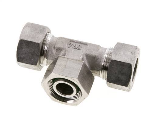 18L Stainless Steel T-Shape Tee Cutting Fitting with Swivel 315 bar FKM Adjustable ISO 8434-1