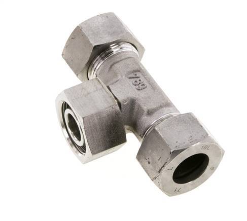 18L Stainless Steel T-Shape Tee Cutting Fitting with Swivel 315 bar FKM Adjustable ISO 8434-1