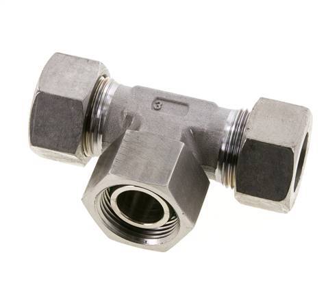 22L Stainless Steel T-Shape Tee Cutting Fitting with Swivel 160 bar FKM Adjustable ISO 8434-1