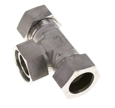 35L Stainless Steel T-Shape Tee Cutting Fitting with Swivel 160 bar FKM Adjustable ISO 8434-1