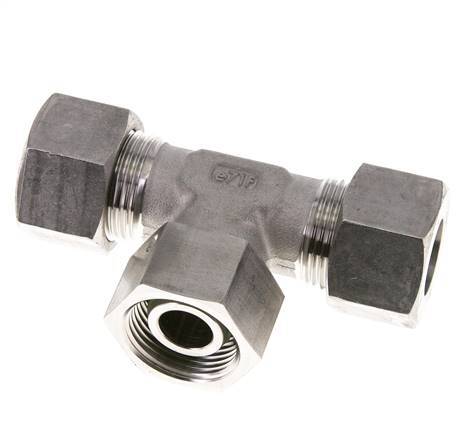 20S Stainless Steel T-Shape Tee Cutting Fitting with Swivel 400 bar FKM Adjustable ISO 8434-1