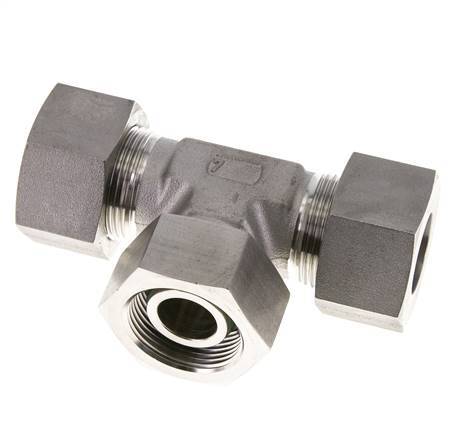25S Stainless Steel T-Shape Tee Cutting Fitting with Swivel 400 bar FKM Adjustable ISO 8434-1