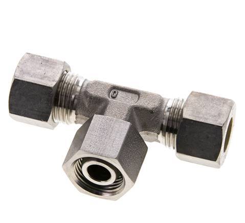 12L Stainless Steel T-Shape Tee Compression Fitting with Swivel 315 bar FKM Adjustable ISO 8434-1