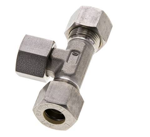 12L Stainless Steel T-Shape Tee Compression Fitting with Swivel 315 bar FKM Adjustable ISO 8434-1