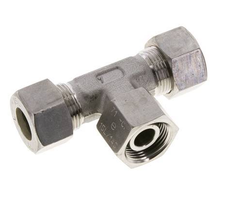 15L Stainless Steel T-Shape Tee Compression Fitting with Swivel 315 bar FKM Adjustable ISO 8434-1