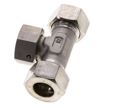 18L Stainless Steel T-Shape Tee Compression Fitting with Swivel 315 bar FKM Adjustable ISO 8434-1