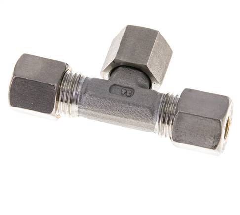 8S Stainless Steel T-Shape Tee Compression Fitting with Swivel 500 bar FKM Adjustable ISO 8434-1
