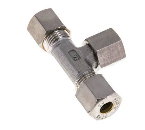 8S Stainless Steel T-Shape Tee Compression Fitting with Swivel 500 bar FKM Adjustable ISO 8434-1