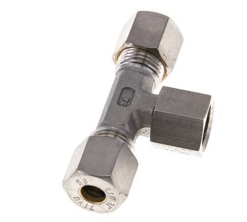 8S Stainless Steel T-Shape Tee Compression Fitting with Swivel 500 bar FKM Adjustable ISO 8434-1