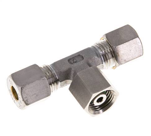 8S Stainless Steel T-Shape Tee Compression Fitting with Swivel 500 bar FKM Adjustable ISO 8434-1
