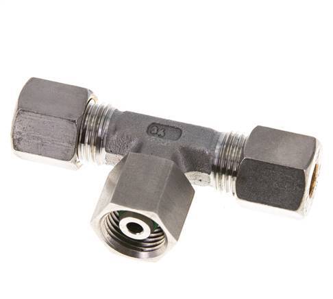 8S Stainless Steel T-Shape Tee Compression Fitting with Swivel 500 bar FKM Adjustable ISO 8434-1