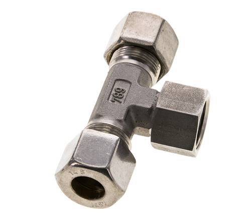 14S Stainless Steel T-Shape Tee Compression Fitting with Swivel 400 bar FKM Adjustable ISO 8434-1