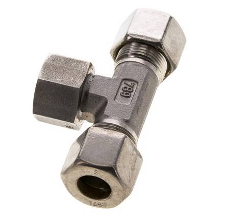 14S Stainless Steel T-Shape Tee Compression Fitting with Swivel 400 bar FKM Adjustable ISO 8434-1