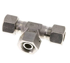 16S Stainless Steel T-Shape Tee Compression Fitting with Swivel 400 bar FKM Adjustable ISO 8434-1