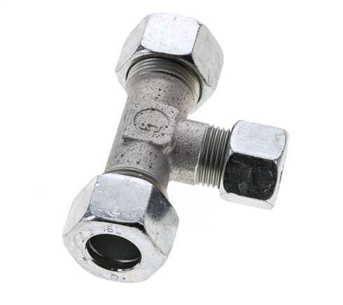 12L & 15L Zink plated Steel T-Shape Tee Cutting Fitting 315 bar ISO 8434-1