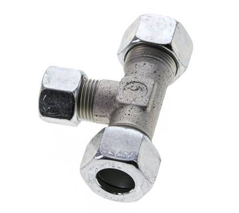 12L & 15L Zink plated Steel T-Shape Tee Cutting Fitting 315 bar ISO 8434-1