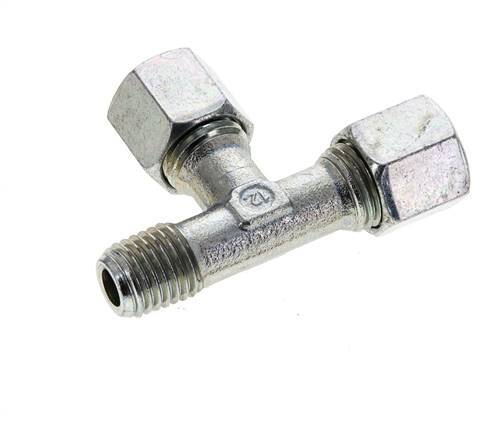 8L & M12x1.5 (con) Zink Plated Steel Right Angle Tee Cutting Fitting with Male Threads 315 bar ISO 8434-1