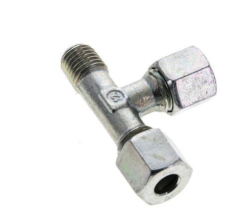 8L & M12x1.5 (con) Zink Plated Steel Right Angle Tee Cutting Fitting with Male Threads 315 bar ISO 8434-1