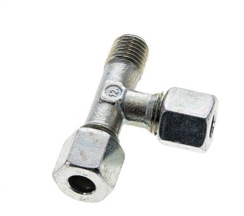 8L & M12x1.5 (con) Zink Plated Steel Right Angle Tee Cutting Fitting with Male Threads 315 bar ISO 8434-1