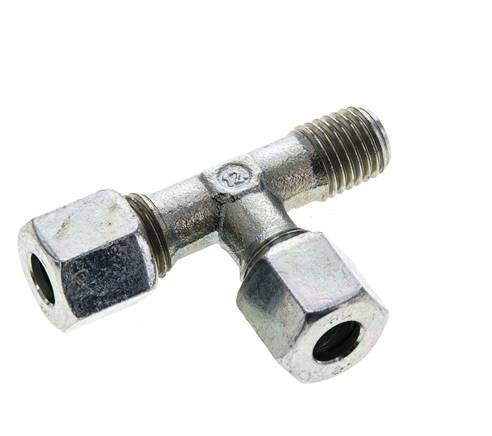 8L & M12x1.5 (con) Zink Plated Steel Right Angle Tee Cutting Fitting with Male Threads 315 bar ISO 8434-1