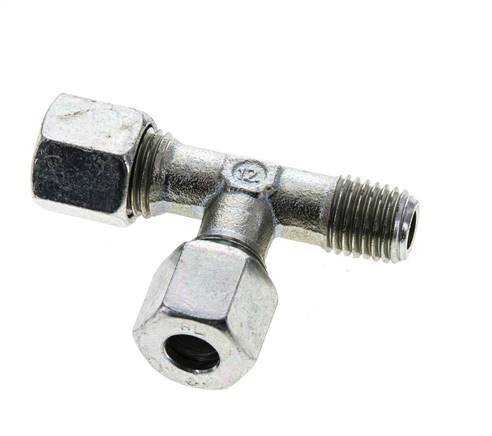 8L & M12x1.5 (con) Zink Plated Steel Right Angle Tee Cutting Fitting with Male Threads 315 bar ISO 8434-1