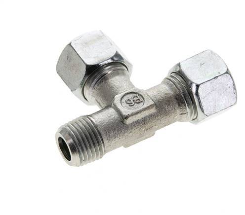 12L & M16x1.5 (con) Zink Plated Steel Right Angle Tee Cutting Fitting with Male Threads 315 bar ISO 8434-1
