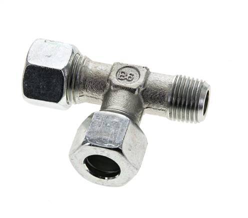12L & M16x1.5 (con) Zink Plated Steel Right Angle Tee Cutting Fitting with Male Threads 315 bar ISO 8434-1