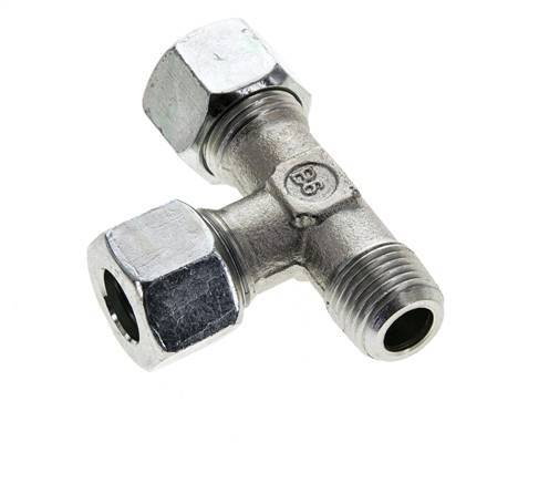 12L & M16x1.5 (con) Zink Plated Steel Right Angle Tee Cutting Fitting with Male Threads 315 bar ISO 8434-1
