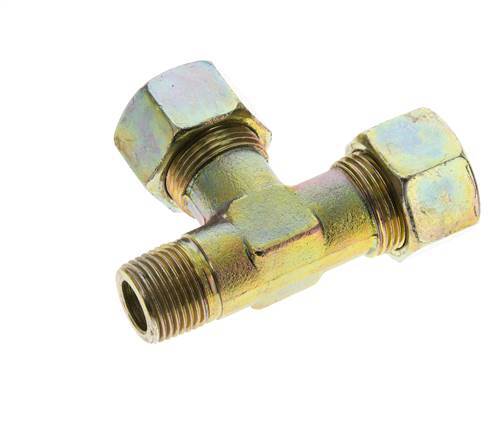 15L & M18x1.5 (con) Zink Plated Steel Right Angle Tee Cutting Fitting with Male Threads 315 bar ISO 8434-1